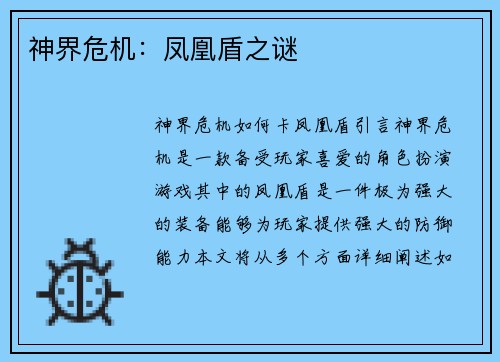神界危机：凤凰盾之谜
